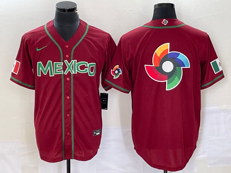Men 2023 World Cub Mexico Blank Red Nike MLB Jersey26